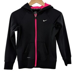 Kids Nike Therma-FIT Full Zip‎ Hoodie Black Pink Youth Medium